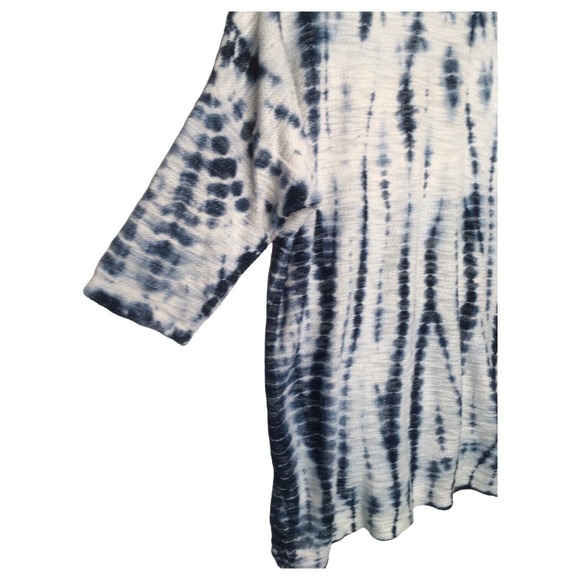 New XCVI Top Womens L Tie Dye Tunic Boho V Neck Short Sleeve Textured Knit Blue - Picture 13 of 14